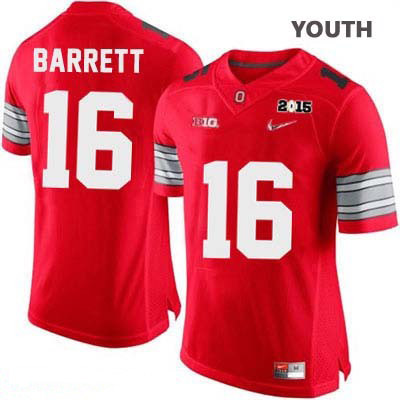 Youth NCAA Ohio State Buckeyes J.T. Barrett #16 College Stitched Diamond Quest 2015 Patch Authentic Nike Red Football Jersey YV20N50EO